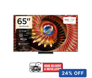 TCL 65-inch C8K Premium QD-MiniLED Google Smart TV | Black